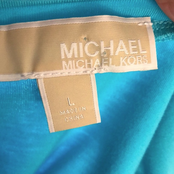 Michael Kors L Turquoise Tank Hi/Lo Sheer Trim - Picture 4 of 7